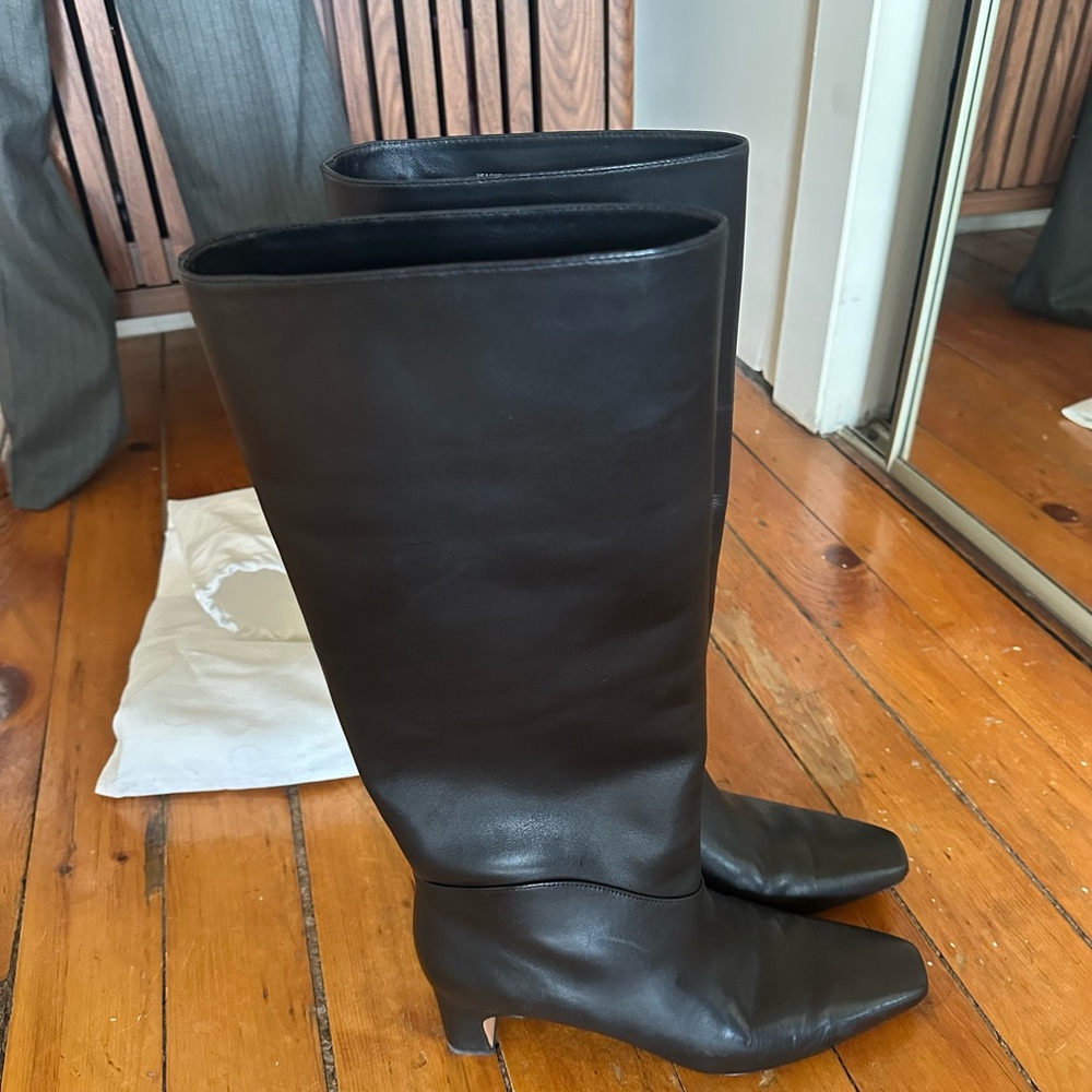 Vince Black Leather Heeled Boots